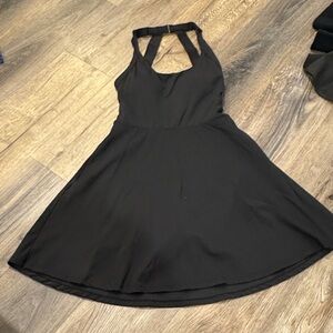 Black Halter Skater Dress - Women
